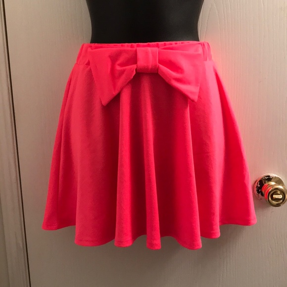Jesse & J Dresses & Skirts - (Small) Jesse & J Neon Pink Bow Mini Skirt